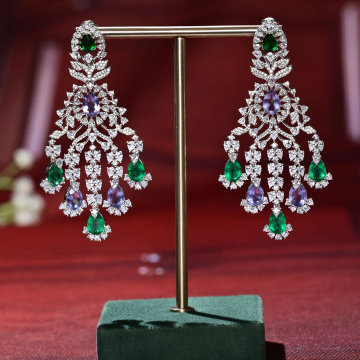 CZ White Gold Earrings