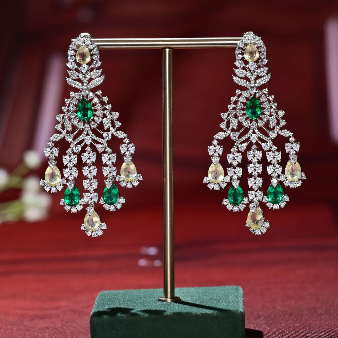 CZ White Gold Earrings