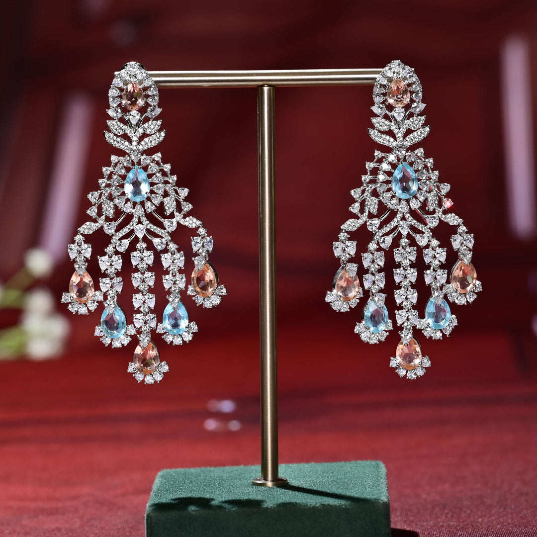 CZ White Gold Earrings