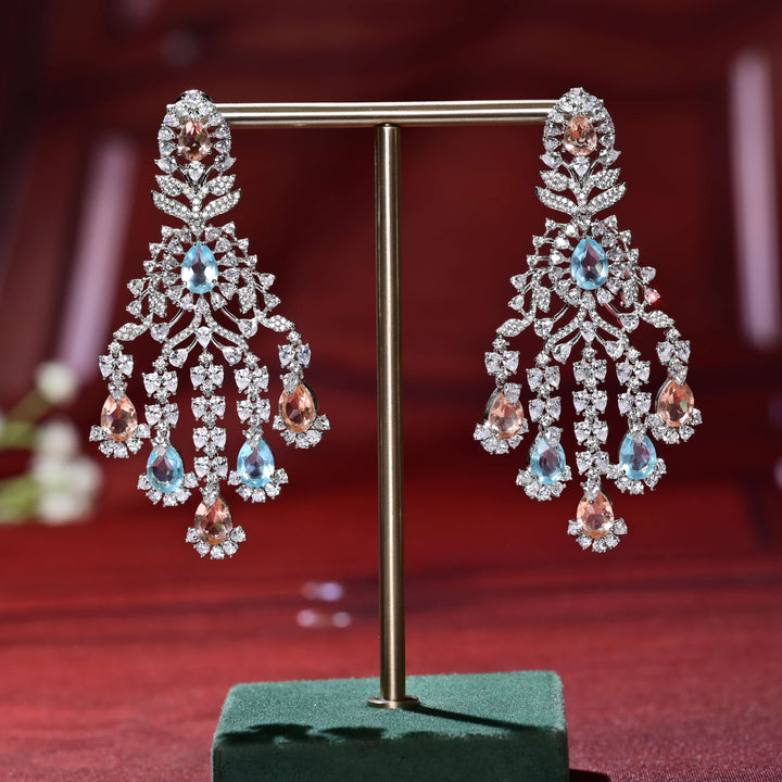 CZ White Gold Earrings