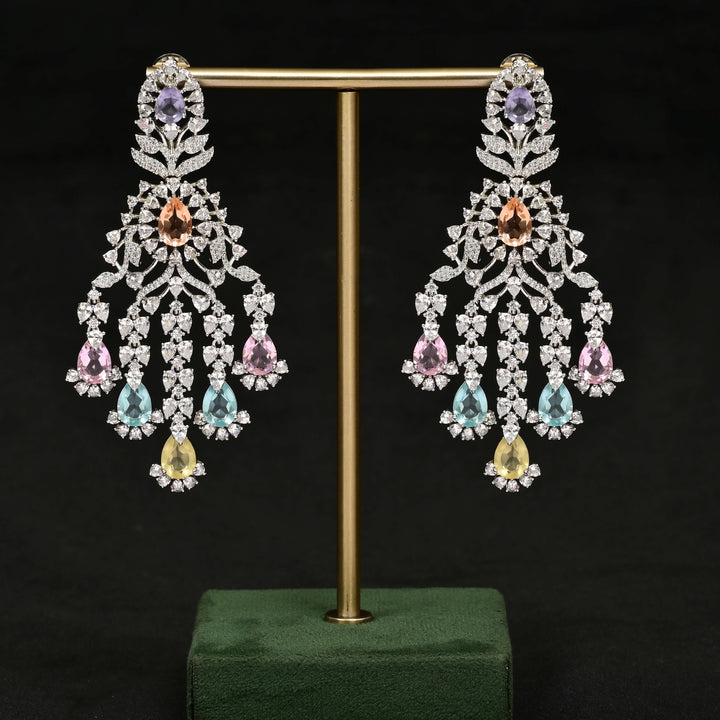 CZ White Gold Earrings