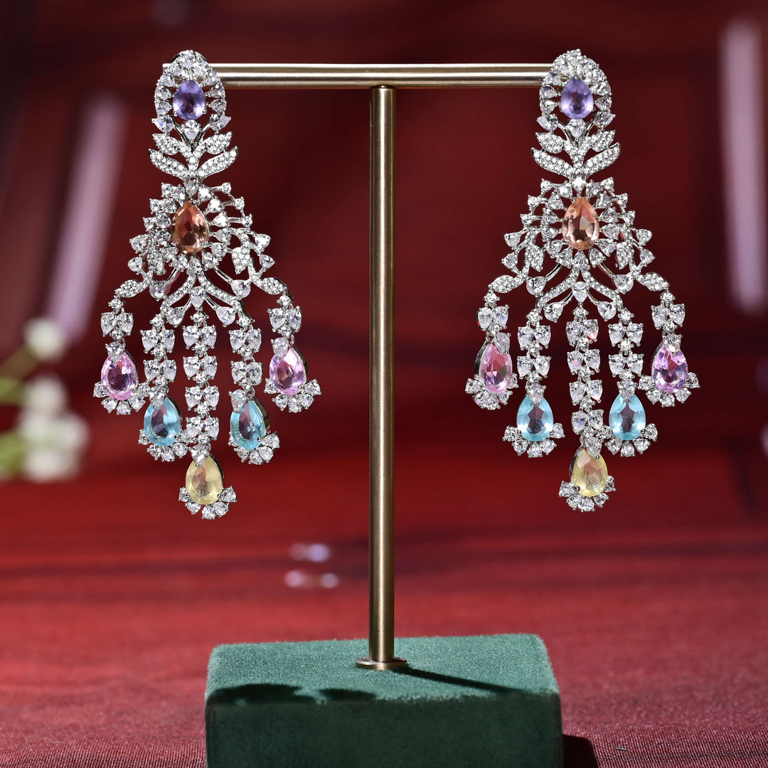 CZ White Gold Earrings