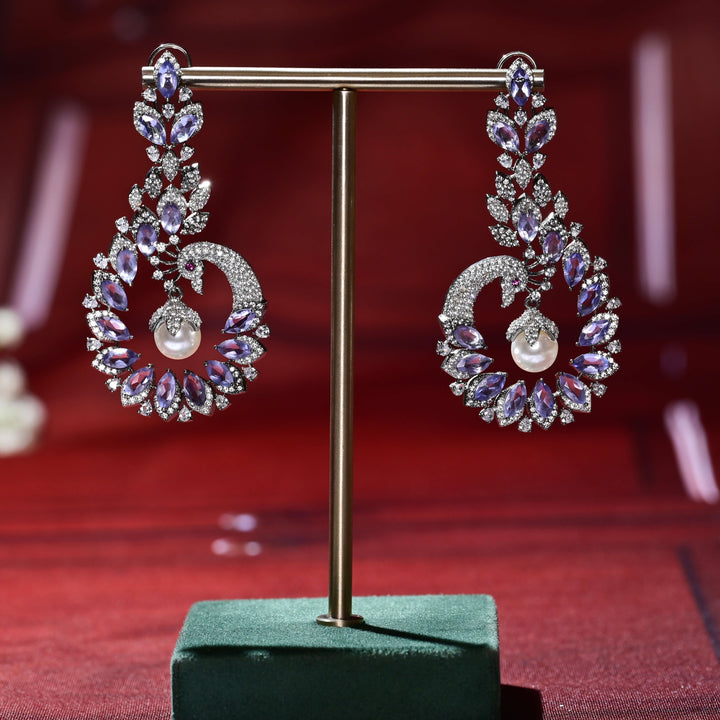 CZ White Gold Earrings