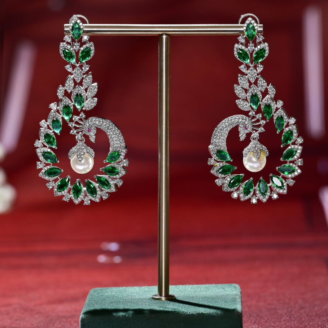 CZ White Gold Earrings