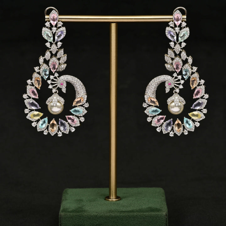 CZ White Gold Earrings