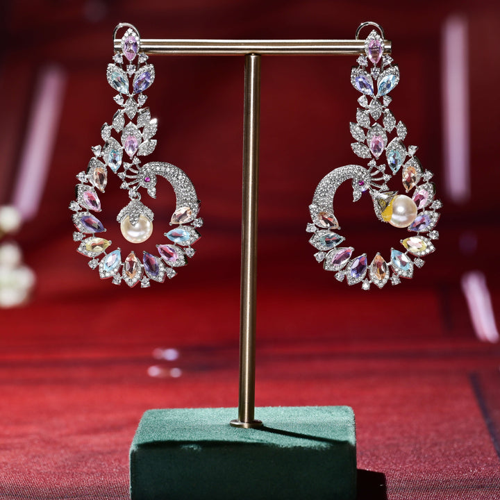 CZ White Gold Earrings