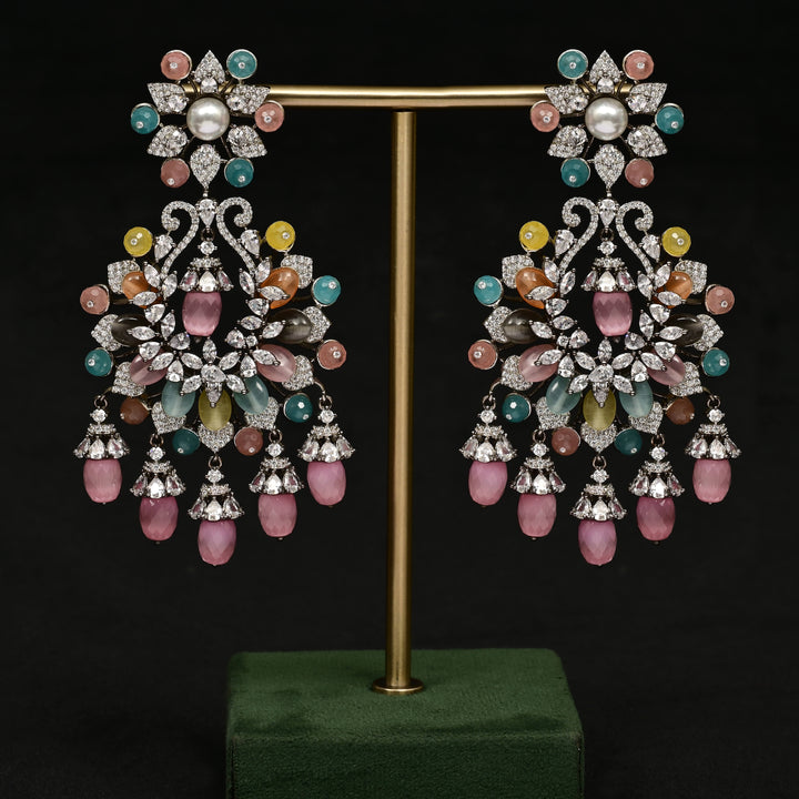 CZ White Gold Earrings