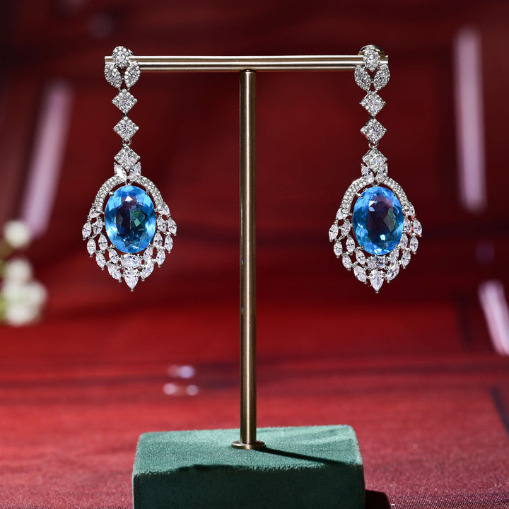 CZ White Gold Earrings