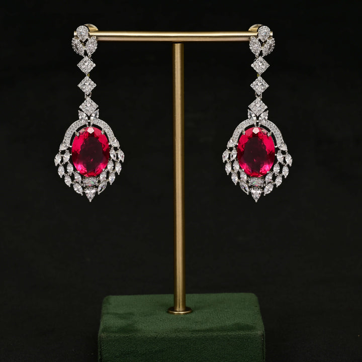 CZ White Gold Earrings