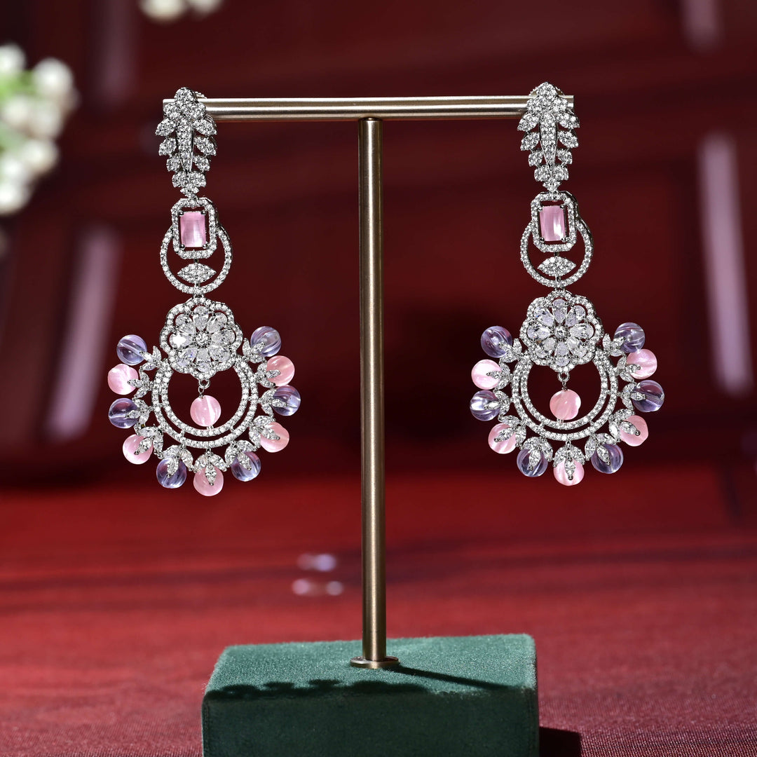 CZ White Gold Earrings