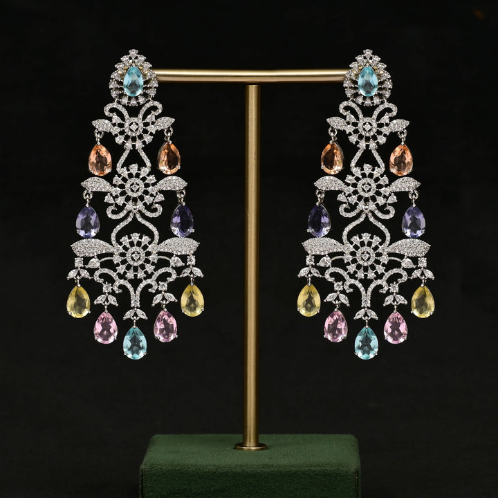 CZ White Gold Earrings