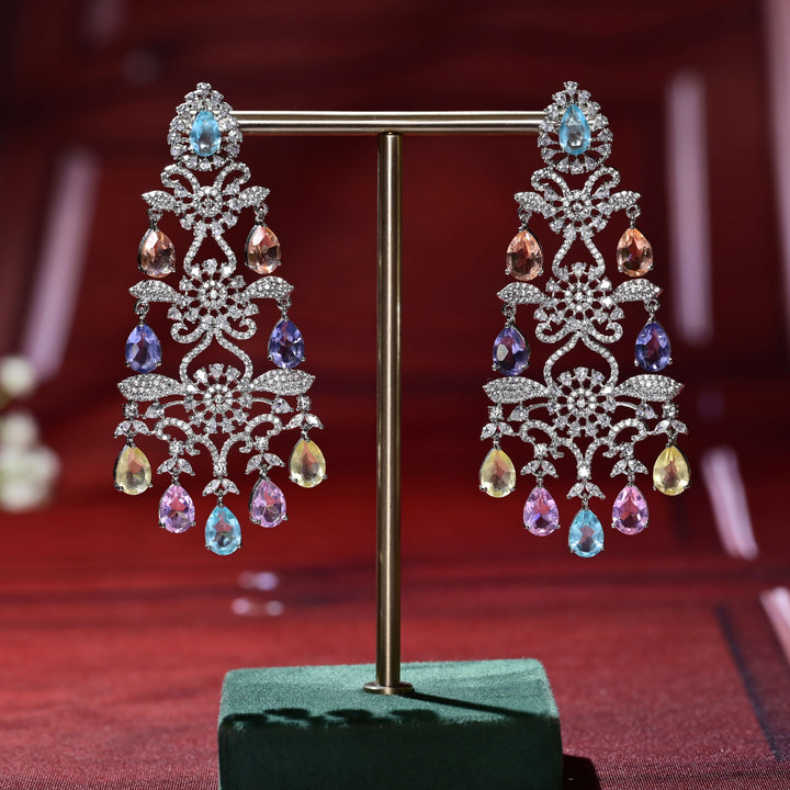 CZ White Gold Earrings