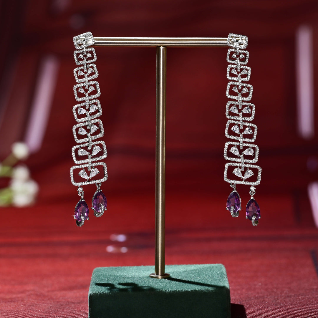 CZ White Gold Earrings