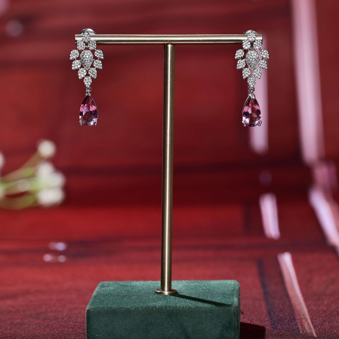 CZ White Gold Earrings