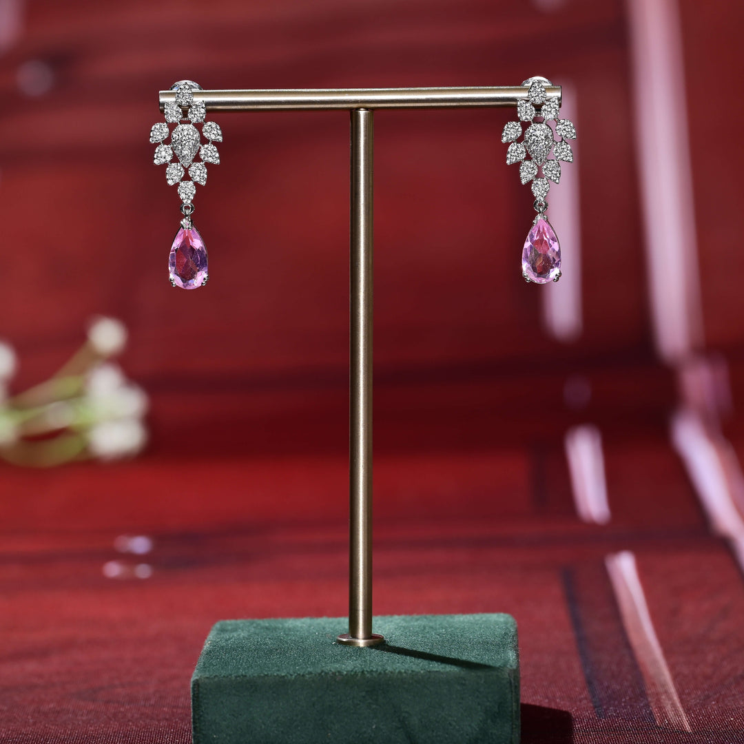 CZ White Gold Earrings