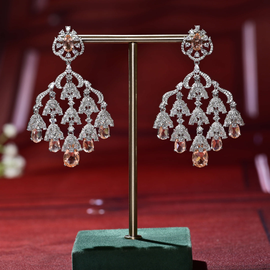 CZ White Gold Earrings