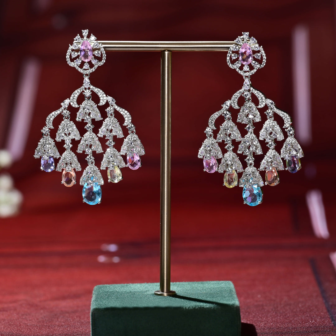 CZ White Gold Earrings