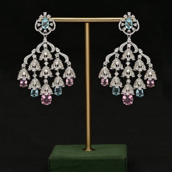 CZ White Gold Earrings