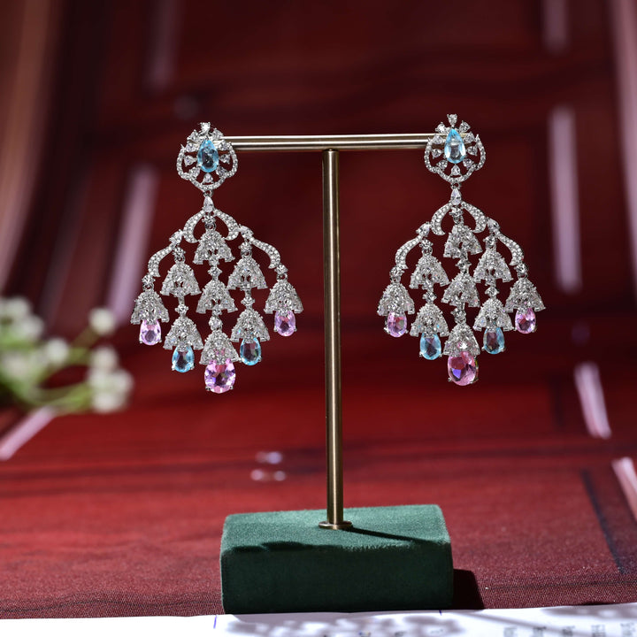 CZ White Gold Earrings