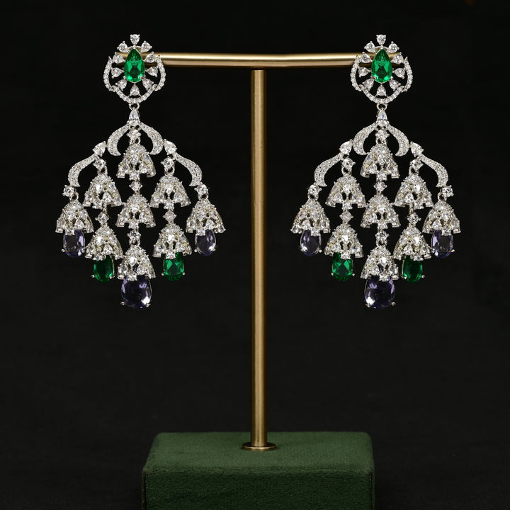 CZ White Gold Earrings