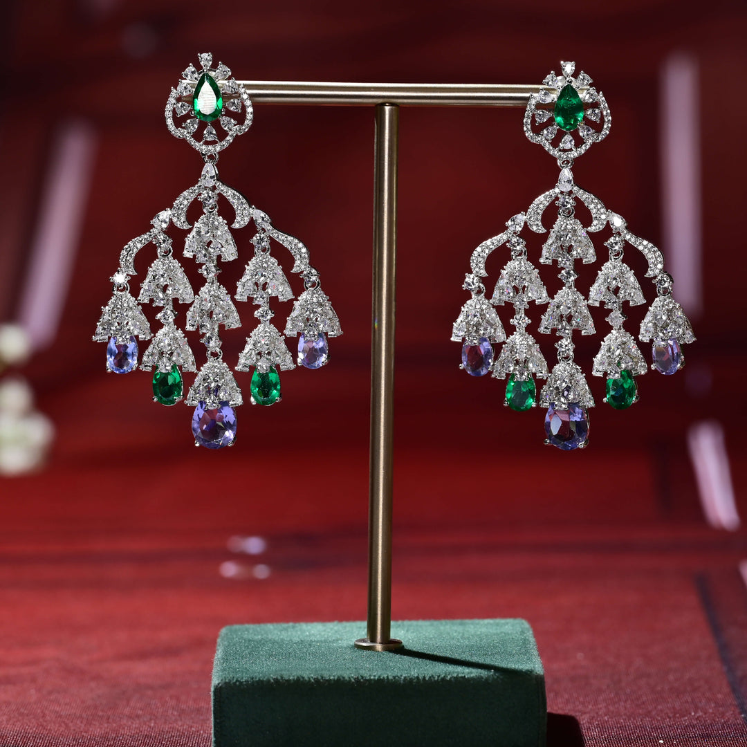 CZ White Gold Earrings