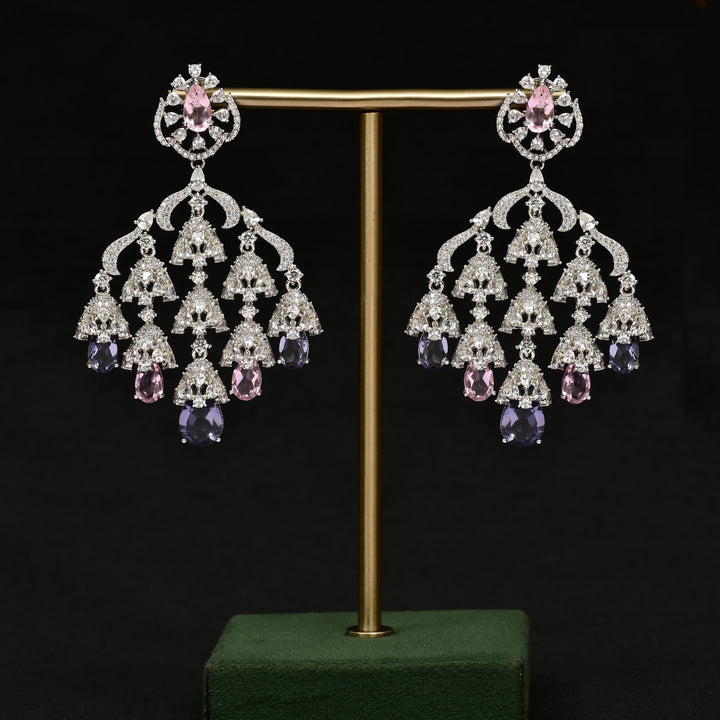 CZ White Gold Earrings