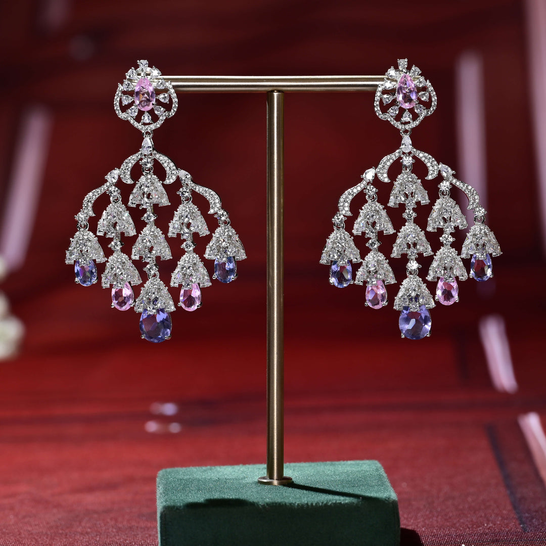 CZ White Gold Earrings