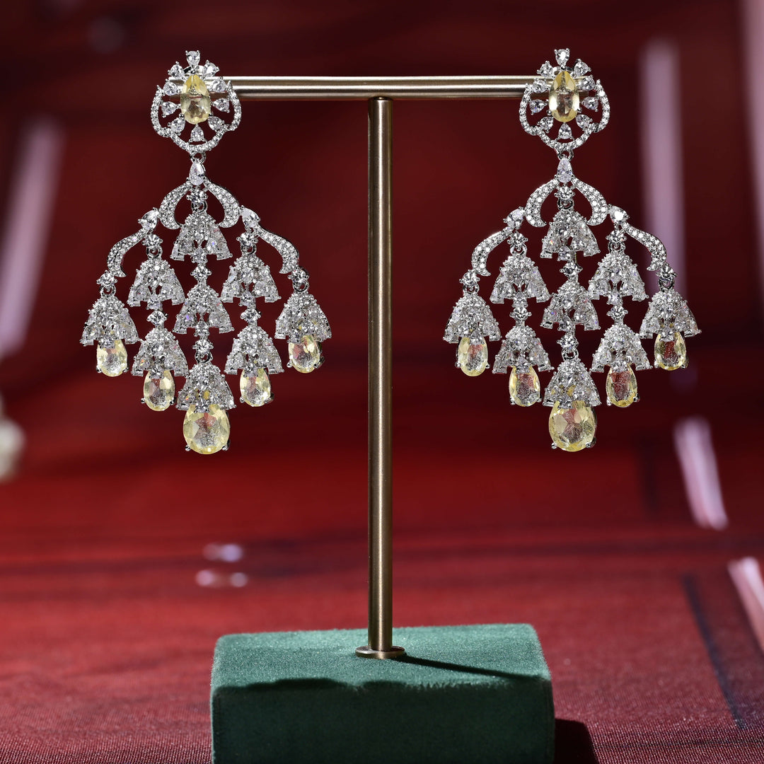 CZ White Gold Earrings