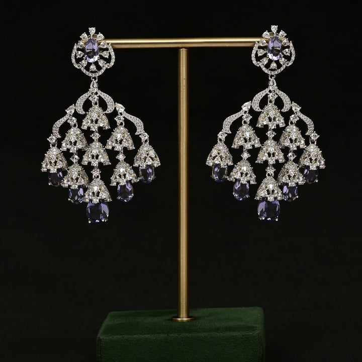 CZ White Gold Earrings