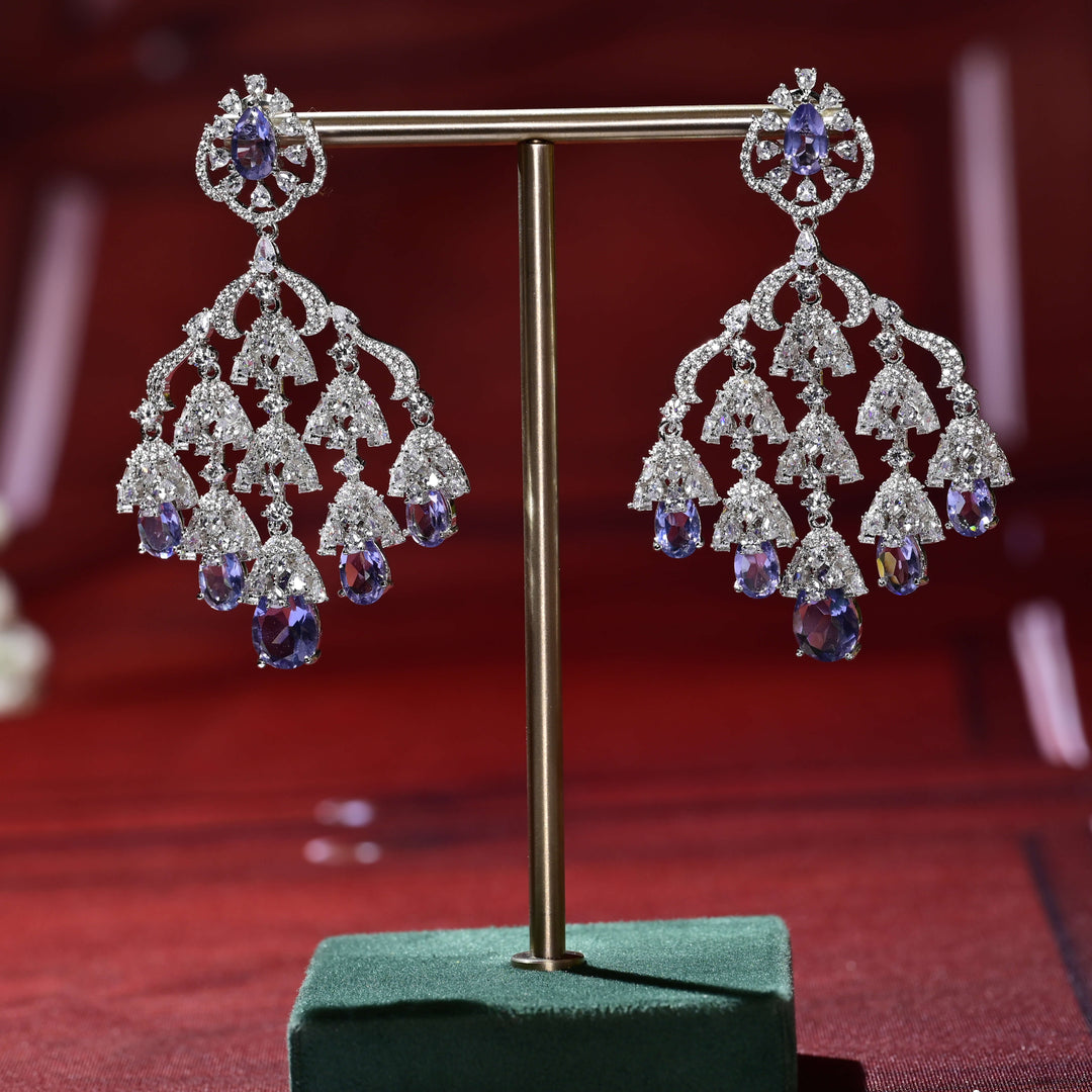 CZ White Gold Earrings