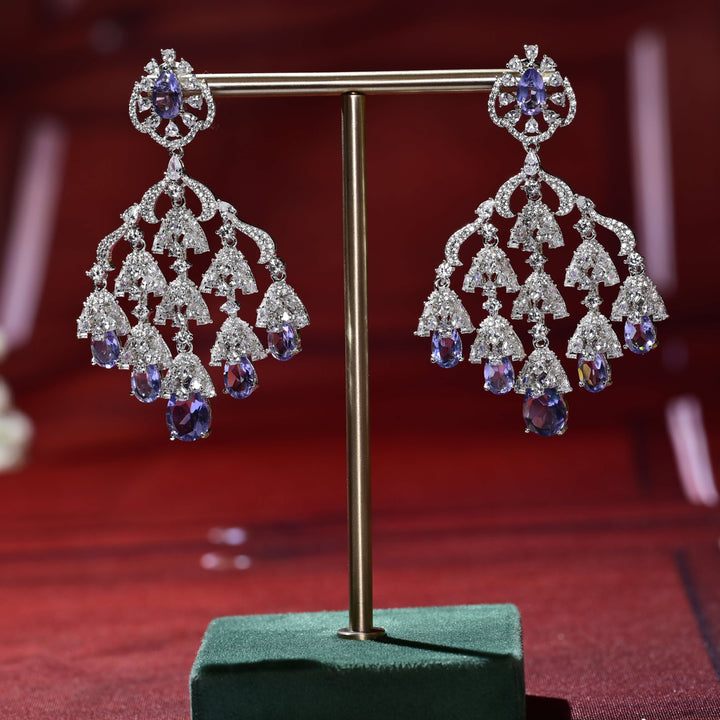 CZ White Gold Earrings