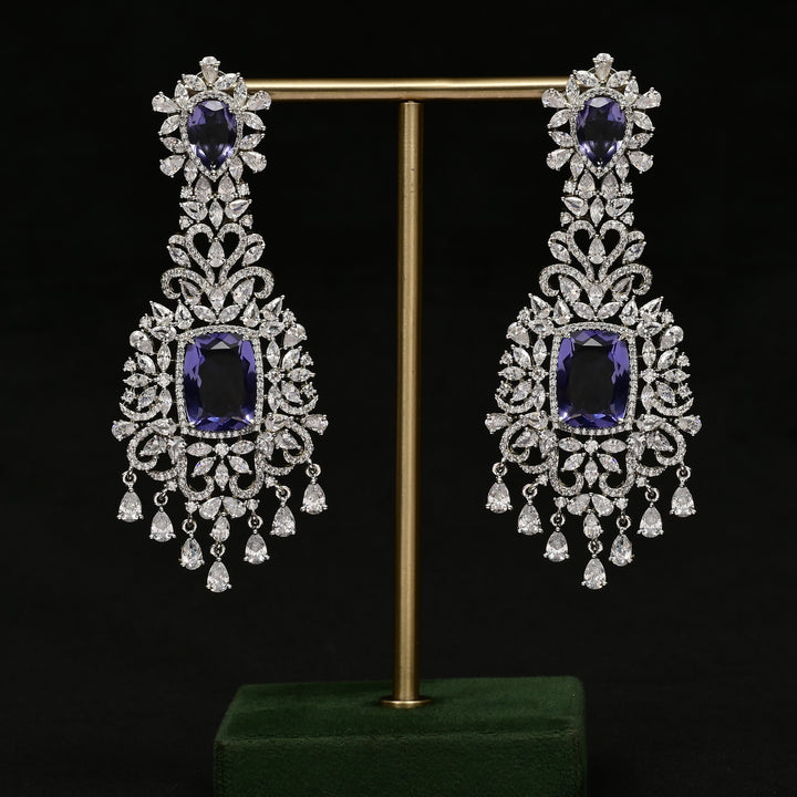 CZ White Gold Earrings
