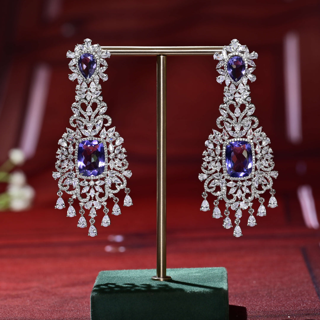 CZ White Gold Earrings