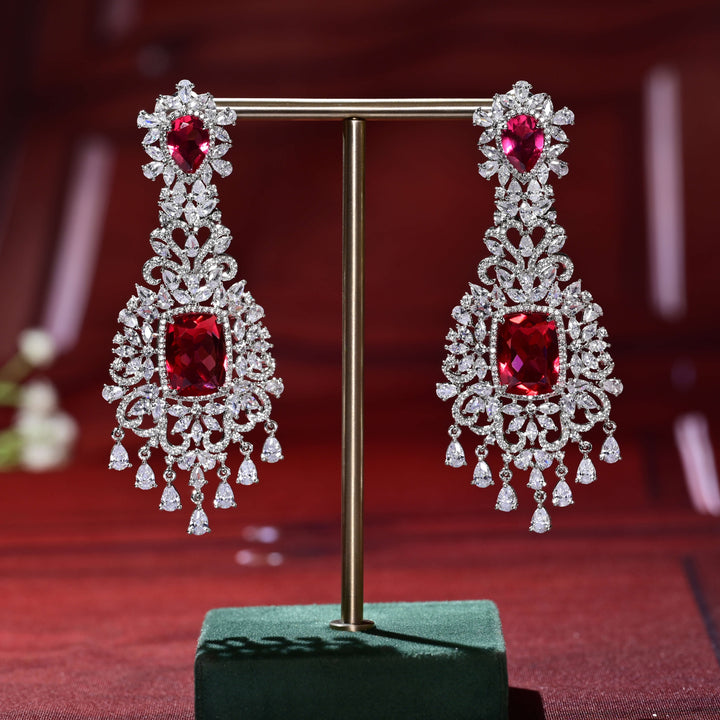 CZ White Gold Earrings