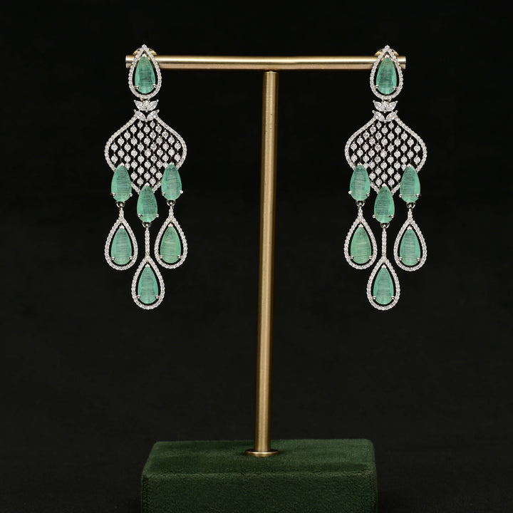 CZ White Gold Earrings