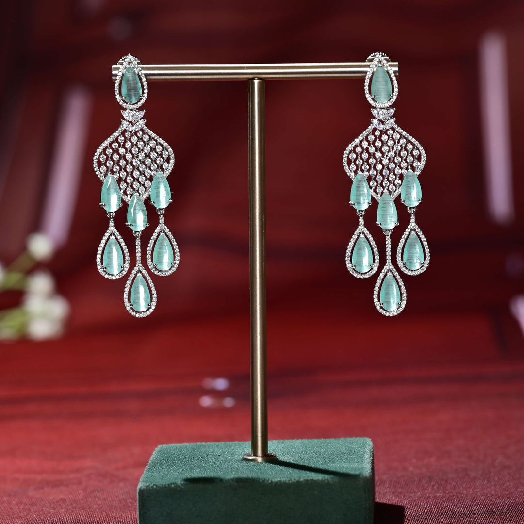 CZ White Gold Earrings