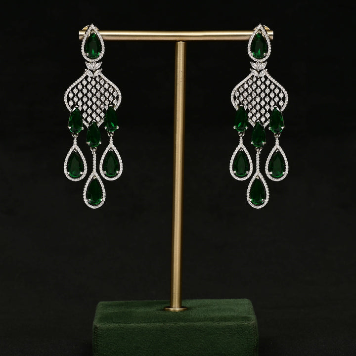 CZ White Gold Earrings