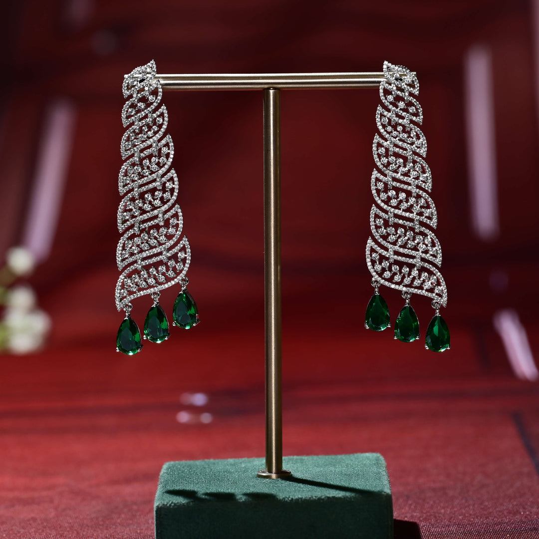 CZ White Gold Earrings