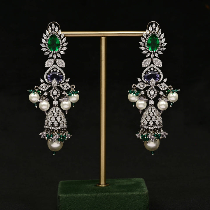 CZ White Gold Earrings