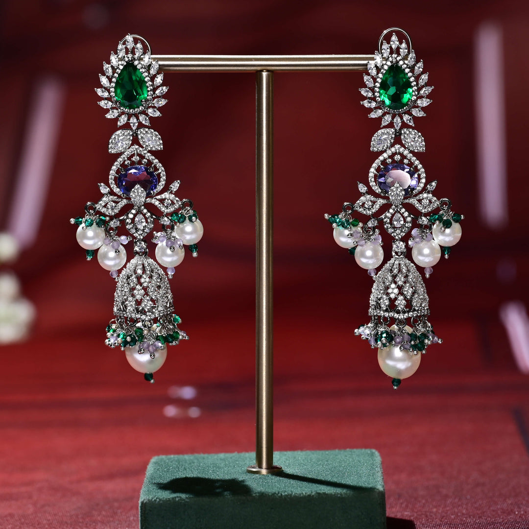 CZ White Gold Earrings