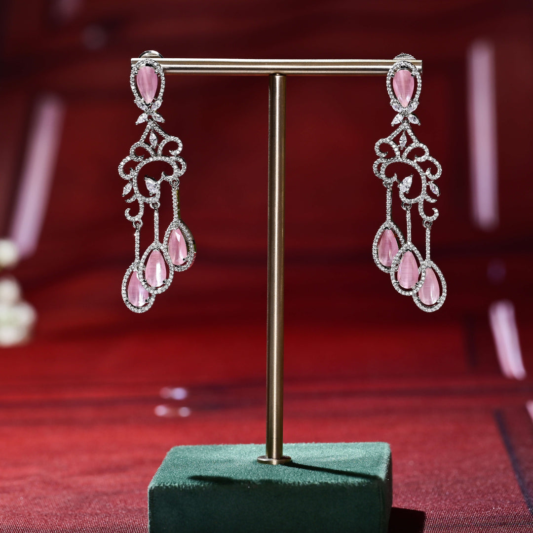 CZ White Gold Earrings