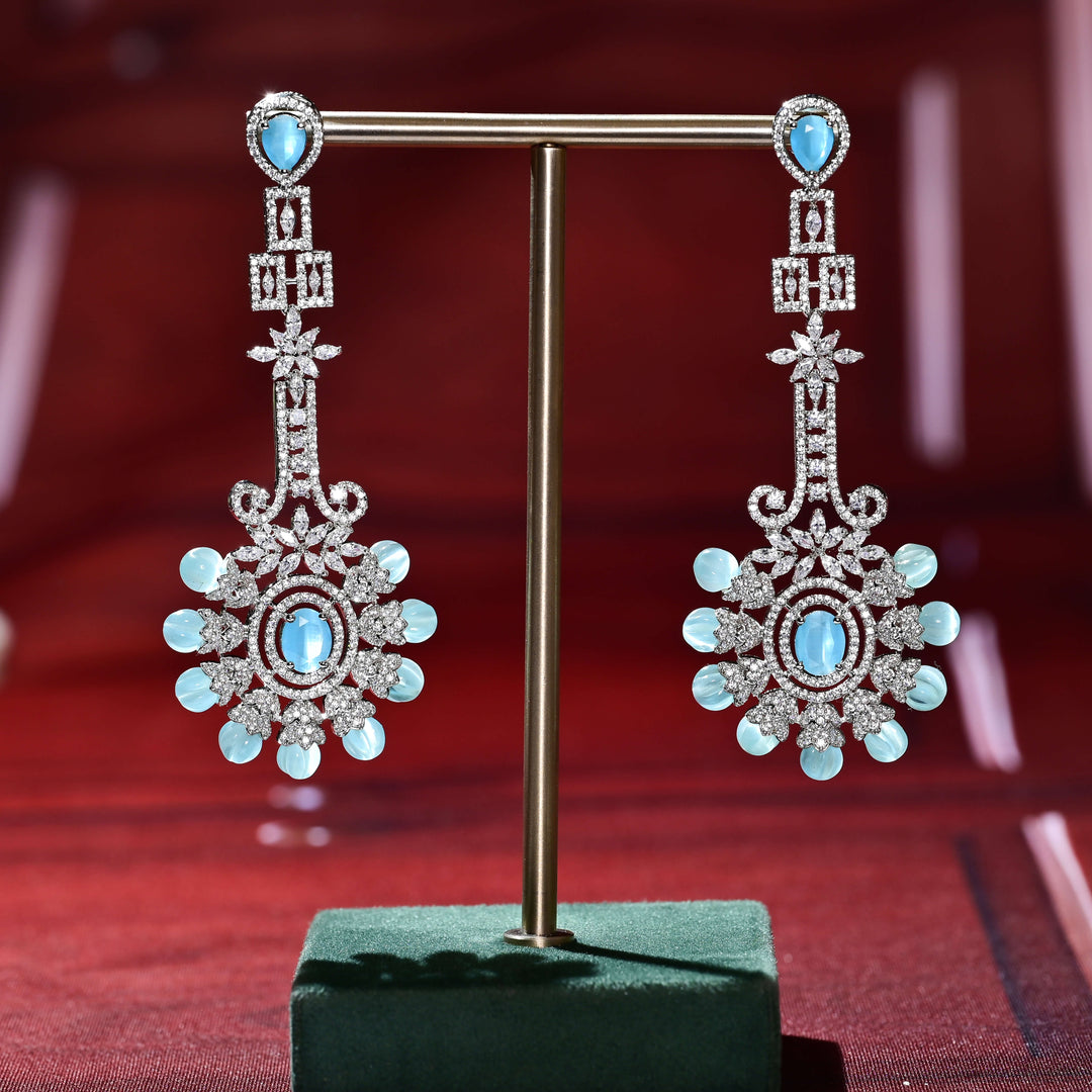 CZ White Gold Earrings