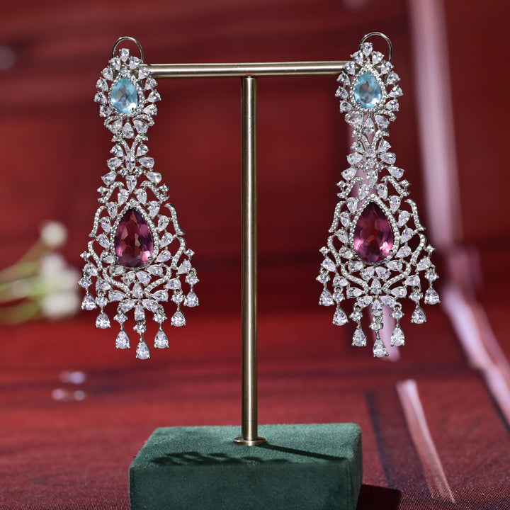 CZ White Gold Earrings