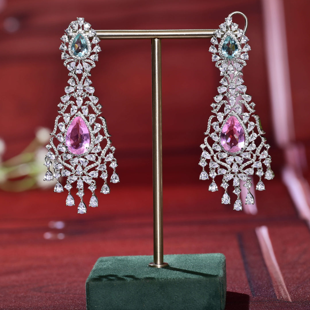 CZ White Gold Earrings