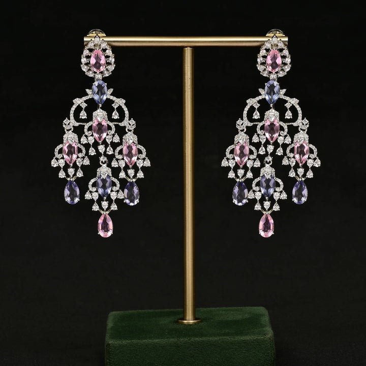 CZ White Gold Earrings