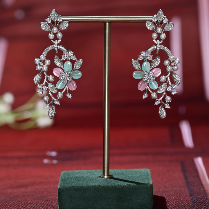 CZ White Gold Earrings