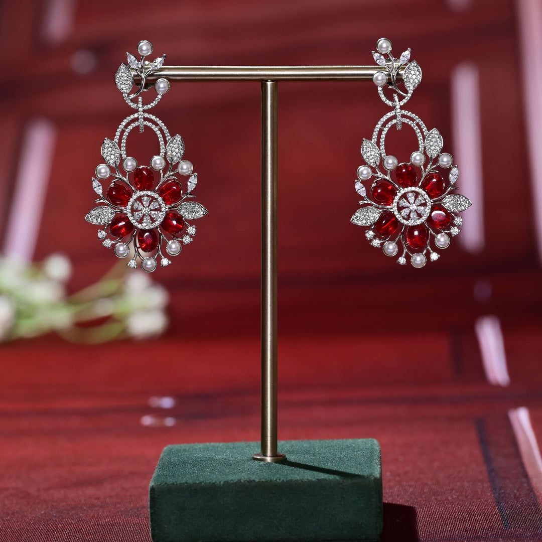 CZ White Gold Earrings