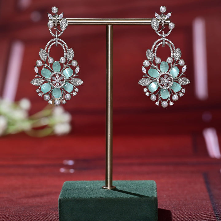 CZ White Gold Earrings