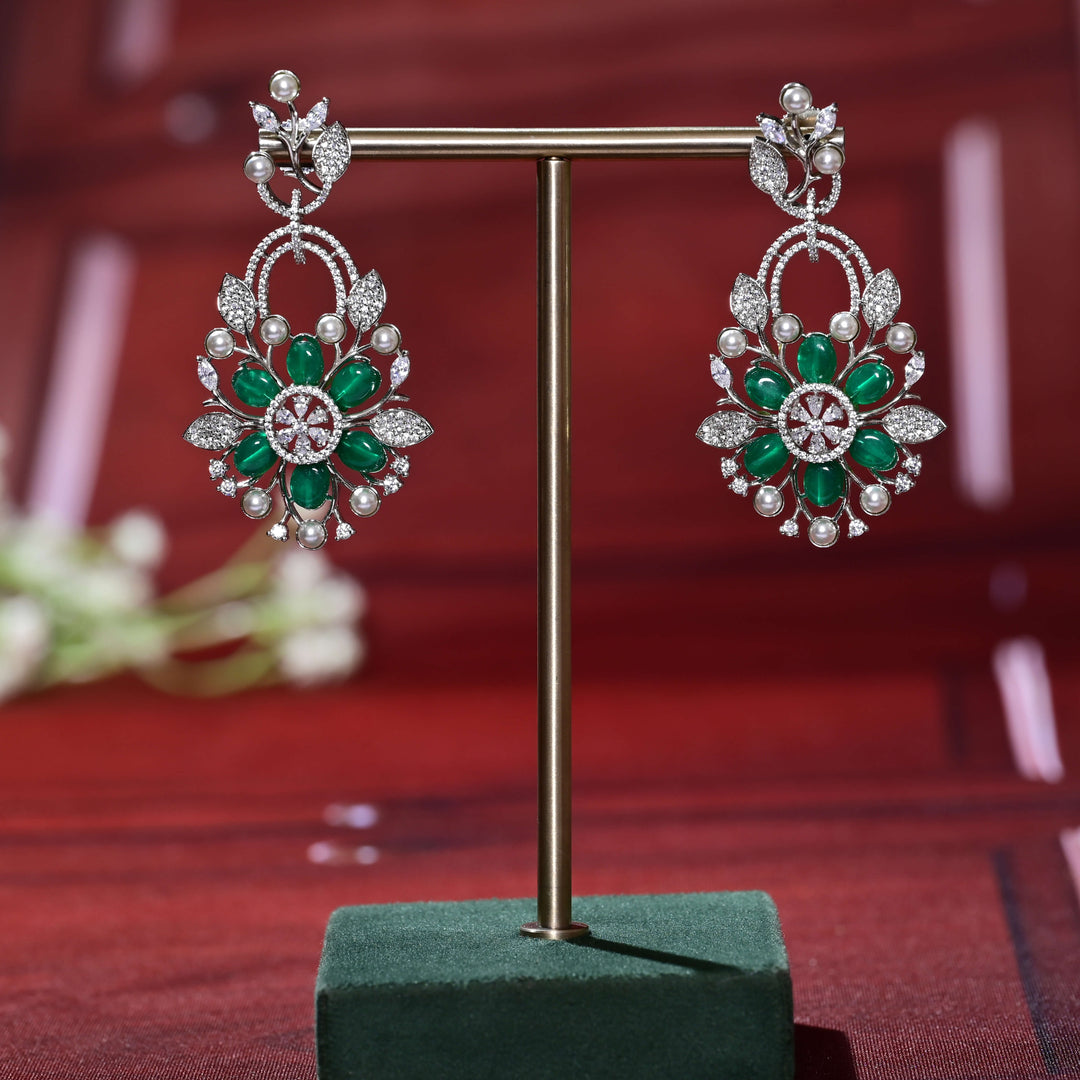 CZ White Gold Earrings