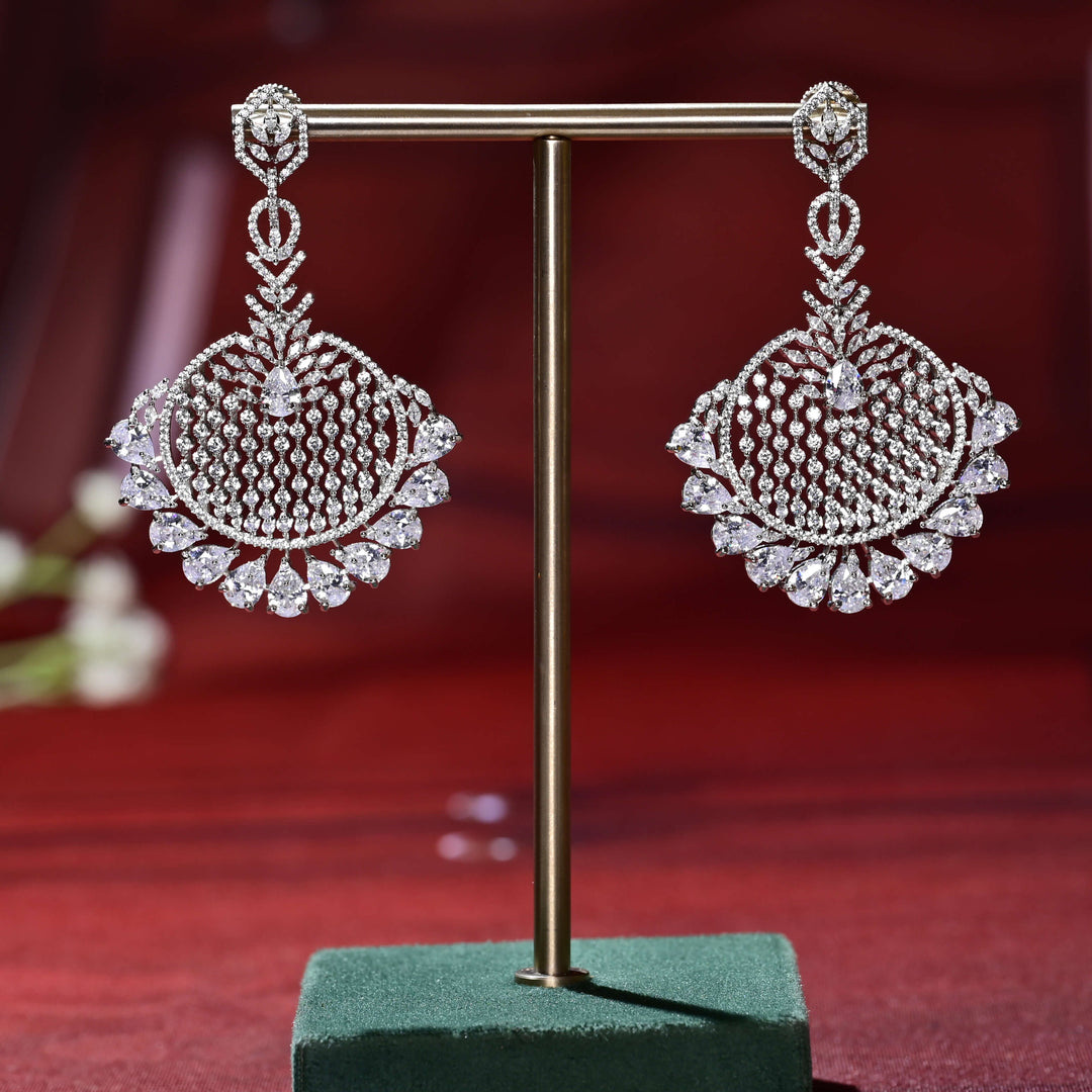 CZ White Gold Earrings